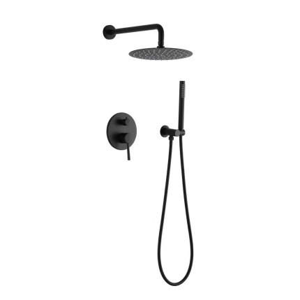 Душевая система скрытого монтажа LUSSO Classic Black (смеситель, верхний душ, ручной душ)