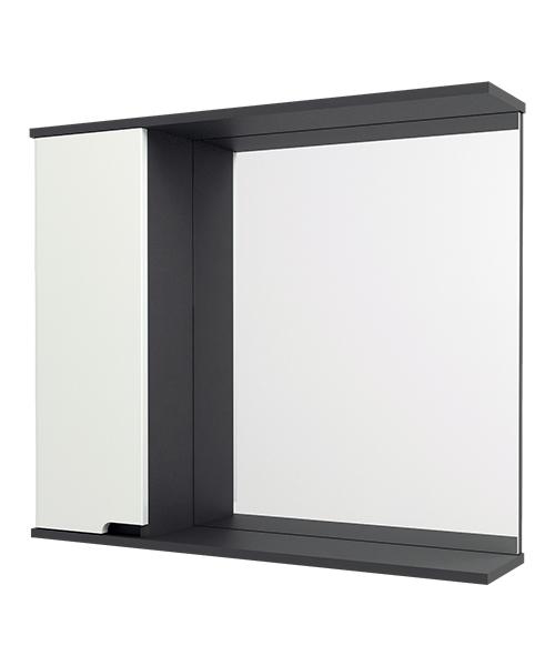 Шкаф навесной, 1 Дверь + Зеркало, 700, коллекция (Аруна, Серый Графит, Белый матовый)