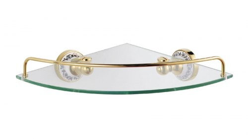 Полка стеклянная угловая для ванной комнаты FIXSEN BOGEMA GOLD FX-78503AG (ЧЕХИЯ)