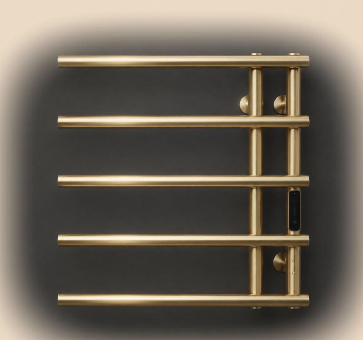 Полотенцесушитель электрический REIN Double Classic 5-Brushed Gold левый 580*400 мм
