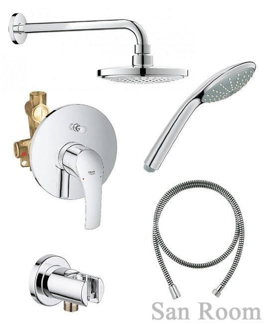 Комплект для душа GROHE Eurosmart с душевым гарнитуром и верхним душем Euphoria Cosmopolitan 180, хром 124440