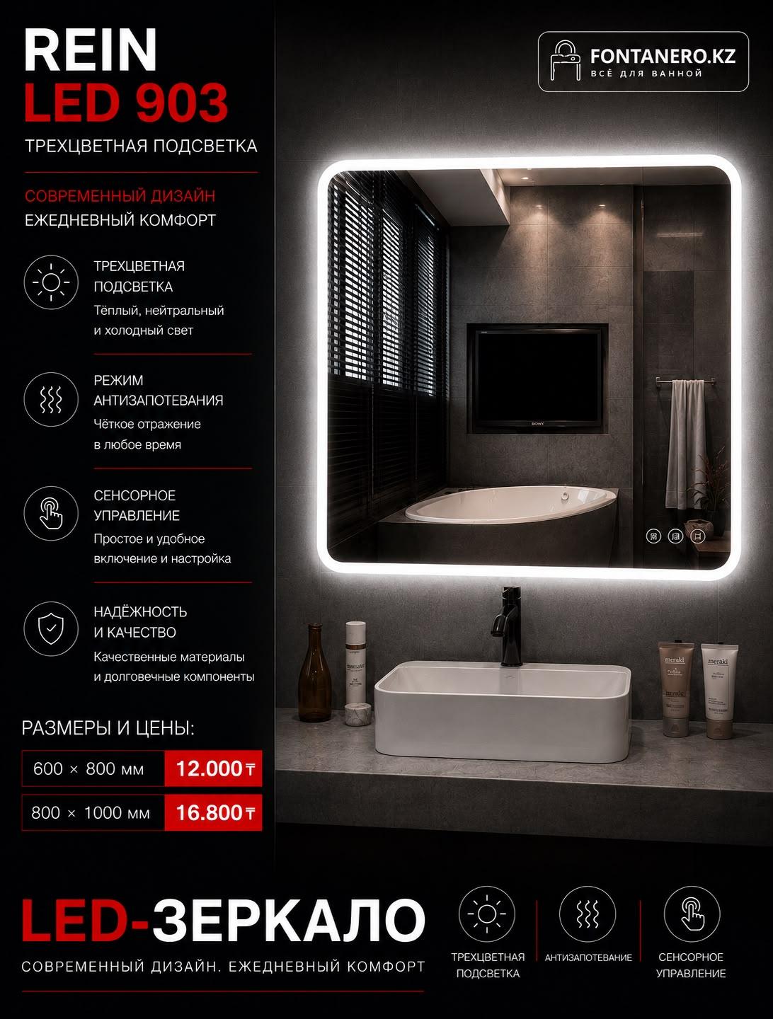Зеркало Rein LED 903 60*80 см