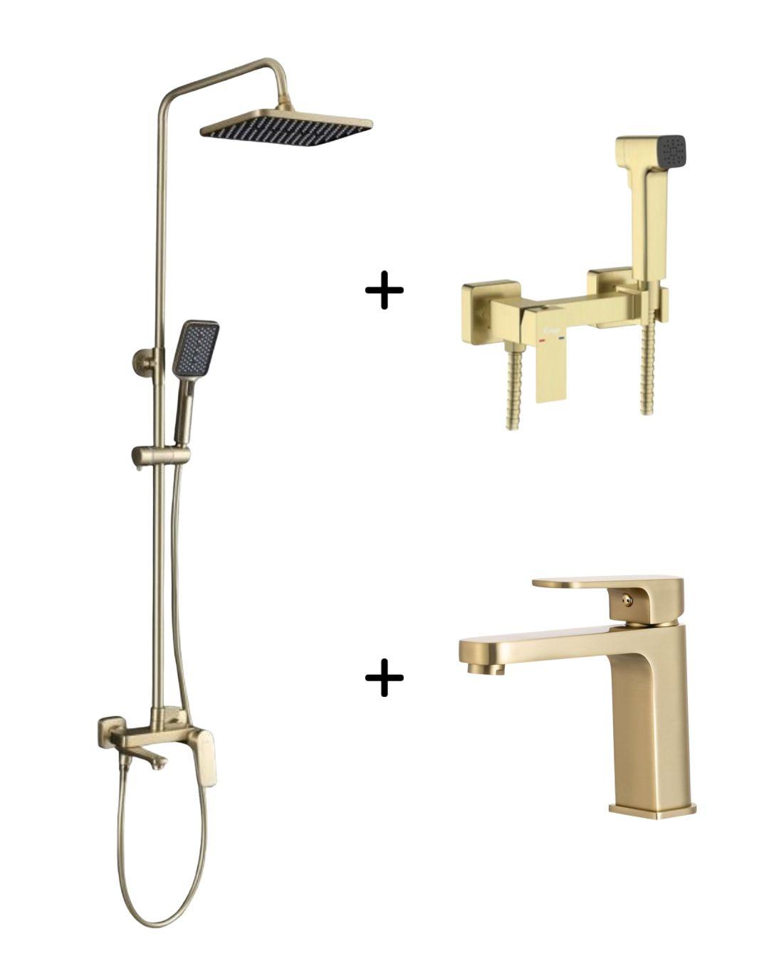 Набор смесителей 3в1 Frap Матовое Золото ( F2486-3 / F7591-3/F1089-3)