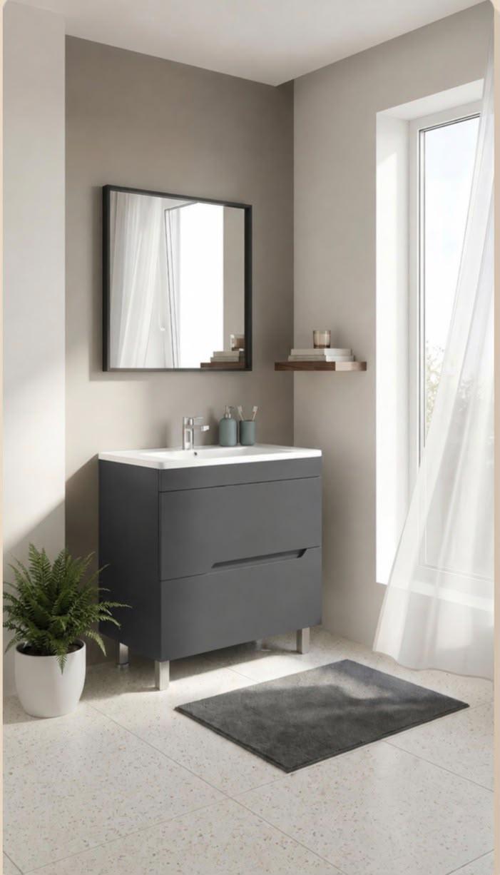 Тумба напольная Rein Savanna Graphite 80, 2 ящика под умывальник SAV-F80-GR