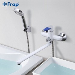 Смеситель Frap для ванны F 2234 бел/хром излив 35 F+силиконовые насадки 6 цветов