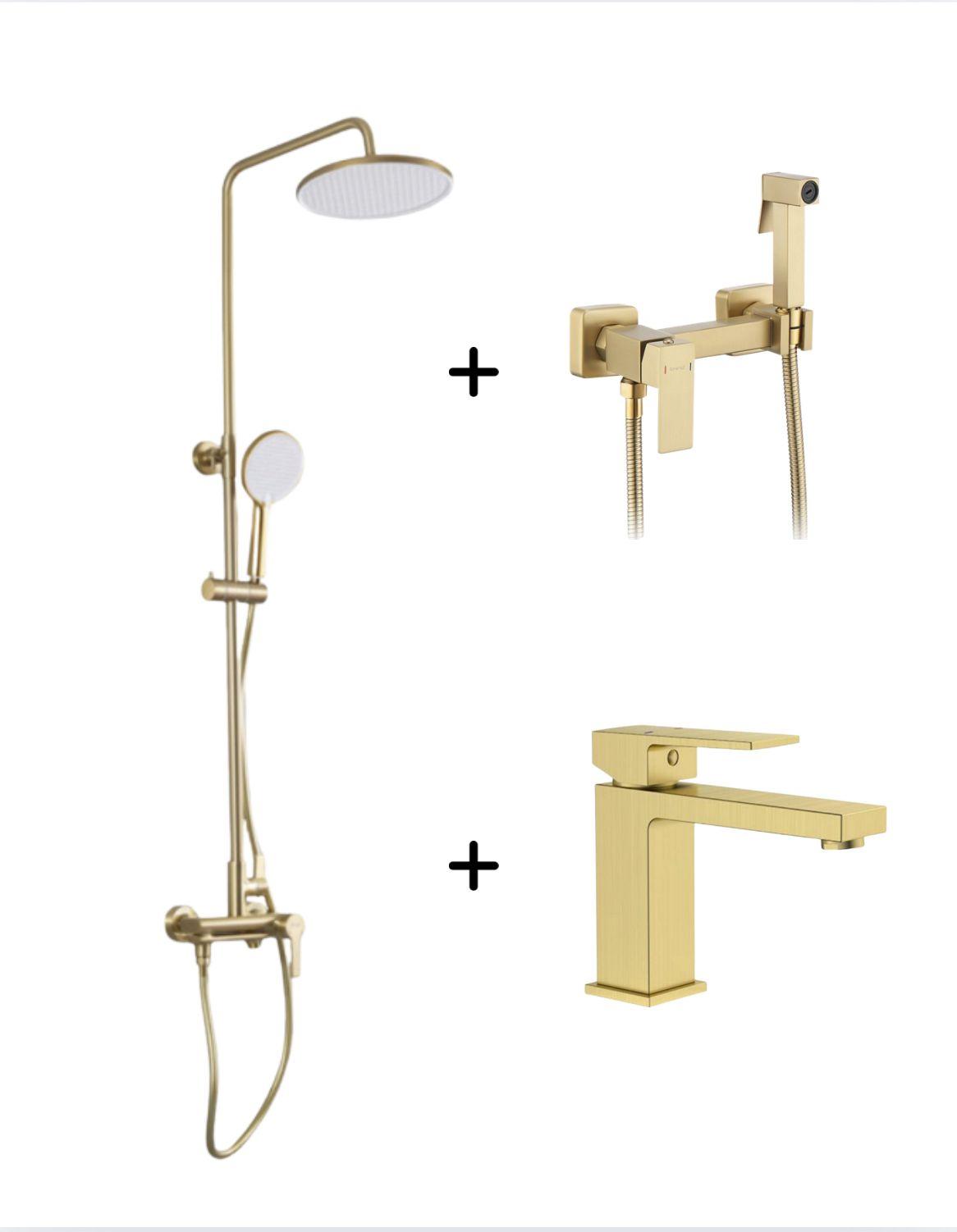 Набор смесителей 3в1 Frap Матовое Золото ( F2488-3 / F7591-3 /F1090-3)