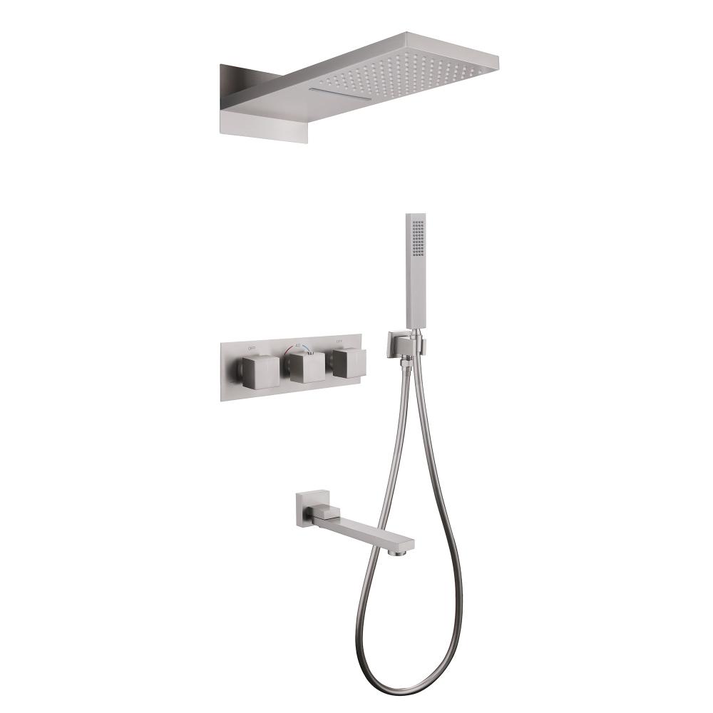 Душевая система ABBER Daheim AF8253SP скрытого монтажа с изливом, термостат, сатин