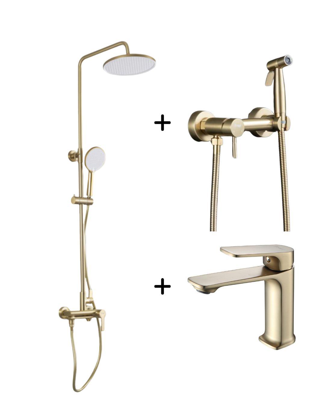 Набор смесителей 3в1 Frap Матовое Золото ( F2488-3 / F7503-3/F1086-3)