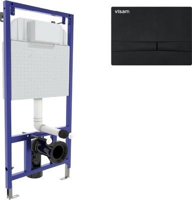 Инсталляция для унитаза подвесного Visam slim 80 EX-112-001 3/6 л. Кнопка ASPENDOS кнопка двойной овал, черный матовый (EX-231-017)