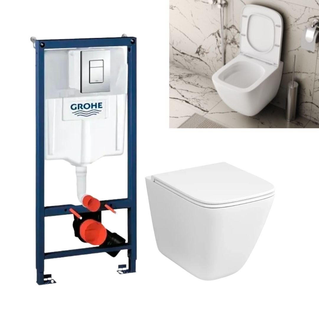 Готовый комплект 3в1 ( Инсталляция Grohe Rapid и подвесной унитаз Grossman) 38772001 / GR-4479SQC Tornado