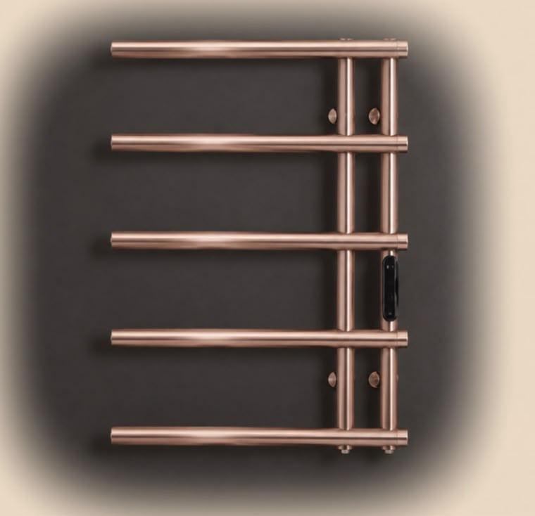 Полотенцесушитель электрический REIN Double Classic 5-Brushed rose gold левый 580*400 мм